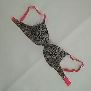 Pink Victoria's Secret 32C Leopard Push Up Bra